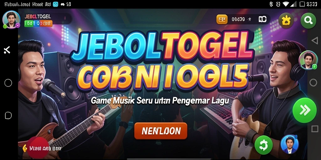 Screenshot utama JEBOLTOGEL menampilkan gameplay interaktif dan koleksi lagu.