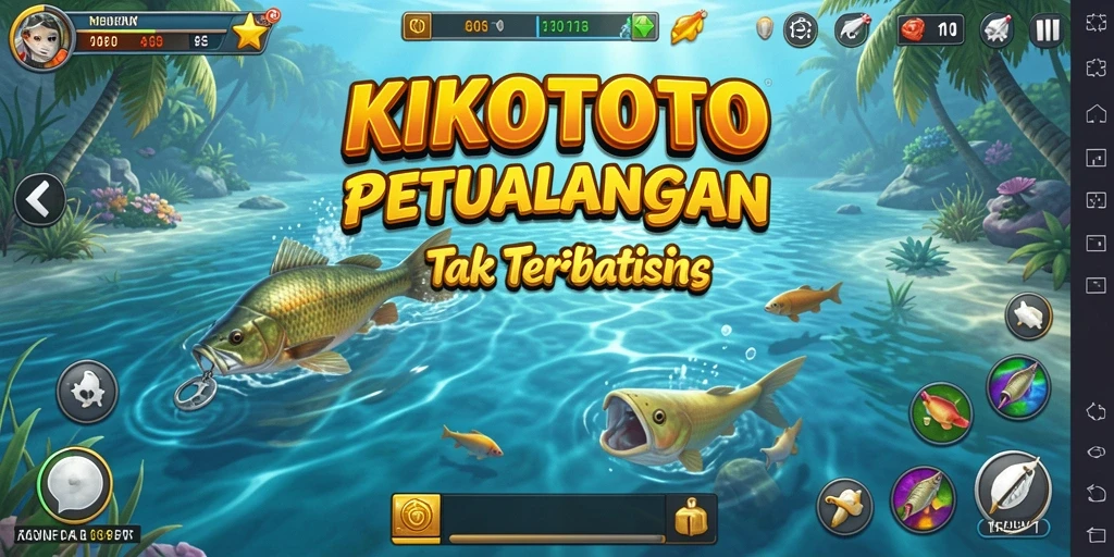 Screenshot gameplay KIKOTOTO yang menunjukkan momen seru saat memancing.