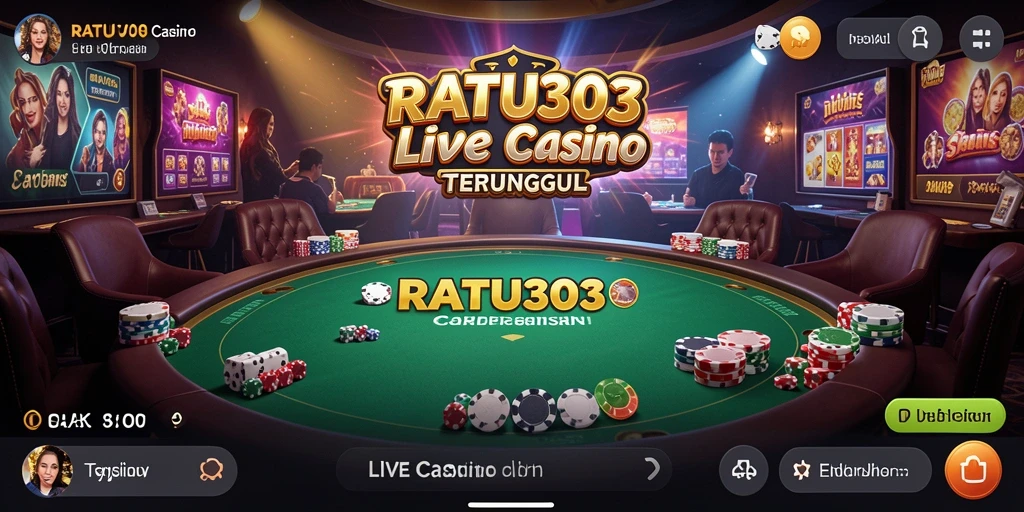 Screenshot gameplay RATU303 menampilkan dealer profesional di meja Live Casino.