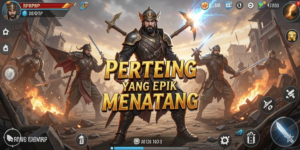 Screenshot gameplay RPRPRP yang menunjukkan taktik pertempuran strategis.