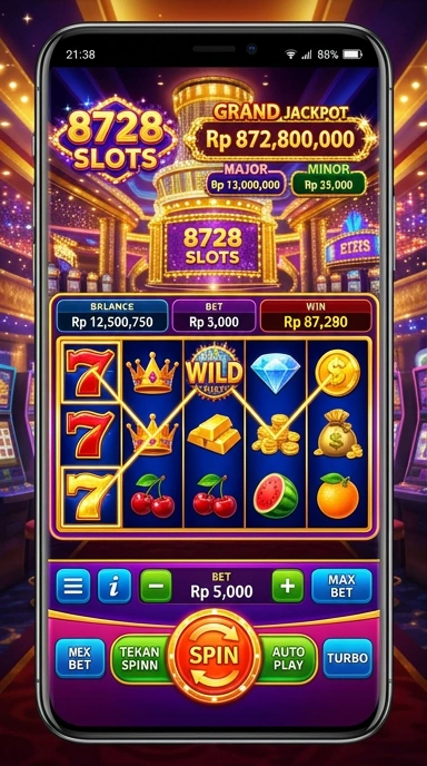Tampilan antarmuka 8728slots yang bersih dan mudah digunakan.